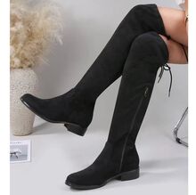 Cuissardes montantes en suédine à zip latéral et lacets arrière grande taille 41-44