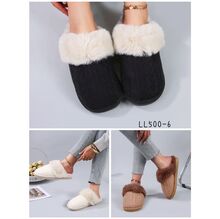 Pantoufles plates  fourrées avec tige en maille façon tricot taille 36-41