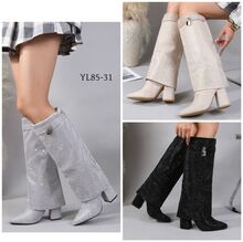 Bottes recouvertes de strass avec un revers et cadenas décoratif taille 36-41