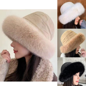 Chapeau bonnet d'hiver sublimé d’un contour en fausse fourrure - 3 pièces