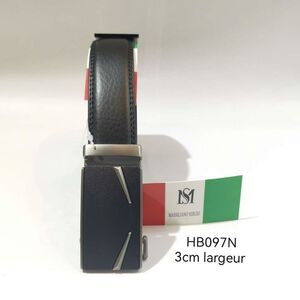 Ceinture Massiliano Sergio en cuir vachette noire avec boucle automatique