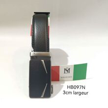 Ceinture Massiliano Sergio en cuir vachette noire avec boucle automatique