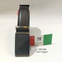 Ceinture Massiliano Sergio en cuir de vachette noire à système automatique