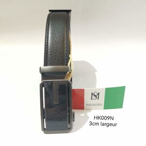 Ceinture Massiliano Sergio en cuir de vachette noir réglage automatique