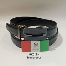 Ceinture en cuir noir avec boucle cliquet automatique Massiliano Sergio