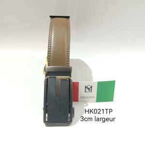 Ceinture taupe en croûte de cuir de vachette à cliquet automatique Massiliano Sergio