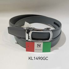 Ceinture automatique cuir gris clair fermeture à cliquet Massiliano Sergio