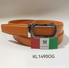 Ceinture automatique cuir orange fermeture à cliquet Massiliano Sergio