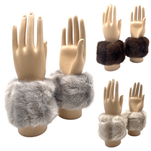 Manchons de poignet en fourrure synthétique luxueuse pour femme