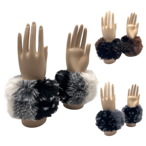 Manchons de poignet en fausse fourrure effet de couleur dégradée