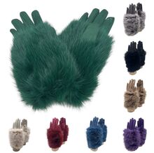 Gants élégants en suédine pour femme avec fausse fourrure