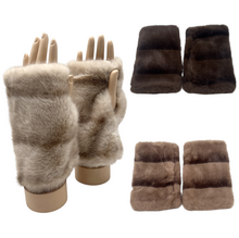 Mitaines en fausse fourrure texturées de rayures horizontales