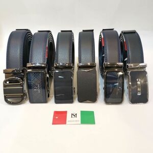 Ceinture automatique Massiliano Sergio en croûte de cuir bleu marine