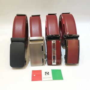 Ceinture automatique bordeaux en croûte de cuir signée Massiliano Sergio