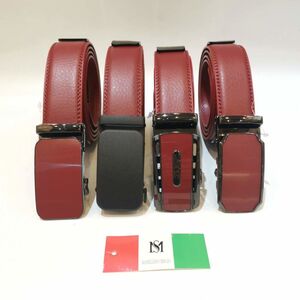 Ceinture Massiliano Sergio en cuir bordeaux à boucle automatique