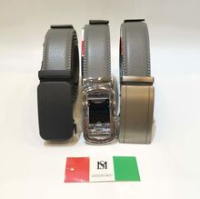 Ceinture cuir premium gris clair Massiliano Sergio à réglage automatique