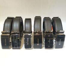 Ceinture à boucle automatique en cuir de vachette Noir Kalewensen