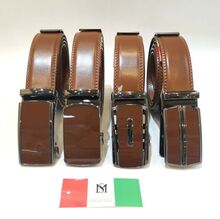 Ceinture automatique chic en croûte de cuir marron Massiliano Sergio