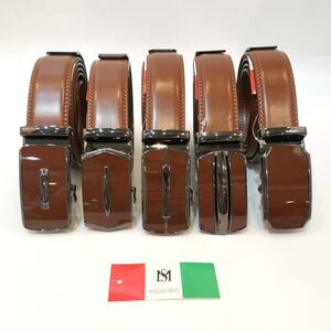 Ceinture 100 % cuir marron laqué à boucle automatique Massiliano Sergio