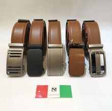 Ceinture masculine en cuir tabac à boucle automatique Massiliano Sergio