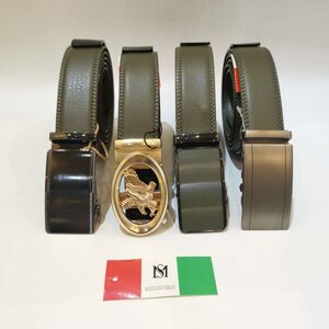 Ceinture automatique vert kaki au design raffiné en cuir Massiliano Sergio