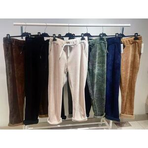 Pantalon de jogging en velours à taille élastiquée avec cordon