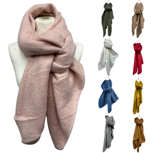 Écharpe chaude unie douce en viscose laine avec un effet pointé - 3 pièces