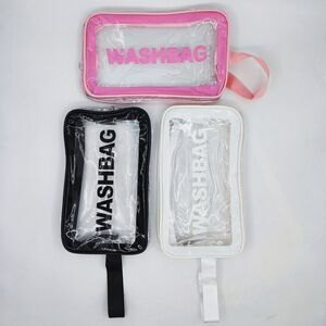 Trousse de maquillage en vinyle transparente à inscription "WASHBAG"