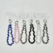 Dragonne de poignet en perles de cristal plastique pour téléphone