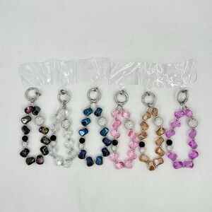 Dragonne de poignet en perles de cristal plastique avec strass brillants