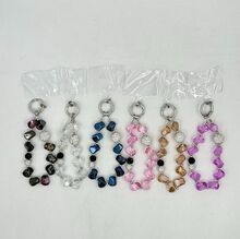 Dragonne de poignet en perles de cristal plastique avec strass brillants