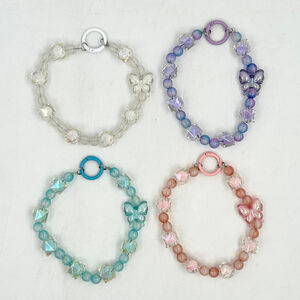 Dragonne de téléphone en perles brillantes et papillon irisé lumineux