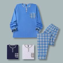 Ensembles pyjama pour homme en coton avec poche et pantalon à carreaux