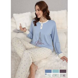 Ensembles pyjama à haut Tour Eiffel Love & pantalon imprimé cœurs