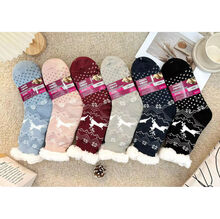 Chaussettes antidérapantes en pilou pilou avec motifs rennes et flocons