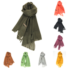 Écharpe laine et cachemire avec des bords frangés