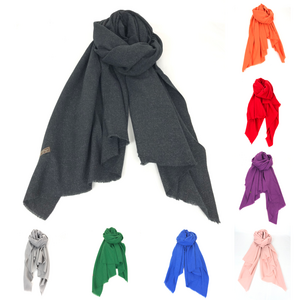 Écharpe unie légère en laine mélangée avec cachemire