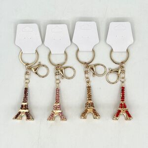 Porte-clés  Tour Eiffel en métal doré scintillante ornée de cristaux