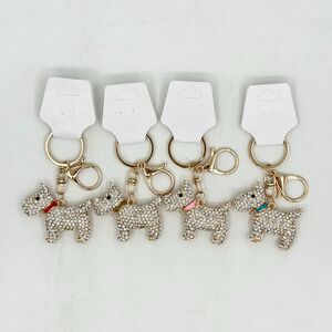 Porte-clés en métal doré chien "Scottish Terrier" scintillant avec collier