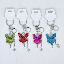 Porte-clés en métal argenté fée clochette scintillante avec pendentif étoile