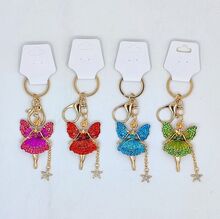 Porte-clés en métal doré fée clochette scintillante avec pendentif étoile