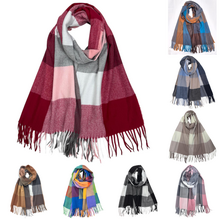 Écharpe imprimée carreaux colorés avec des franges - 3 pièces