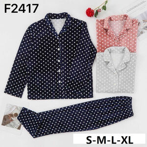 Ensembles de pyjama à pois haut chemise à boutons et pantalon