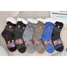 Chaussettes homme chaudes et antidérapantes motif jacquard nordique