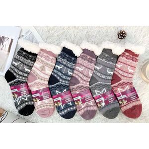 Chaussettes douillettes et antidérapantes à motif renne scandinave