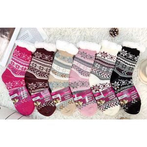 Chaussettes pilou pilou chaudes et antidérapantes motif Flocons