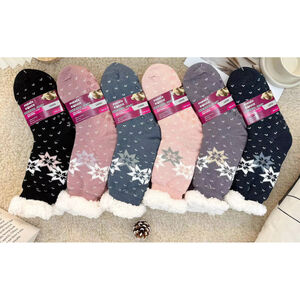 Chaussettes thermiques femme design flocons de neige stylisés