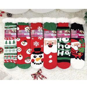 Chaussettes thermiques à effet Sherpa avec motifs festifs Spécial Noël