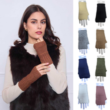 Gants mitaines longues sans doigts en maille tricotée douce - 3 pcs