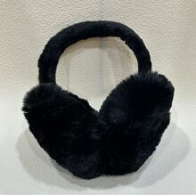 Cache-oreilles Grand Modèle en fausse fourrure douce en polyester NOIR